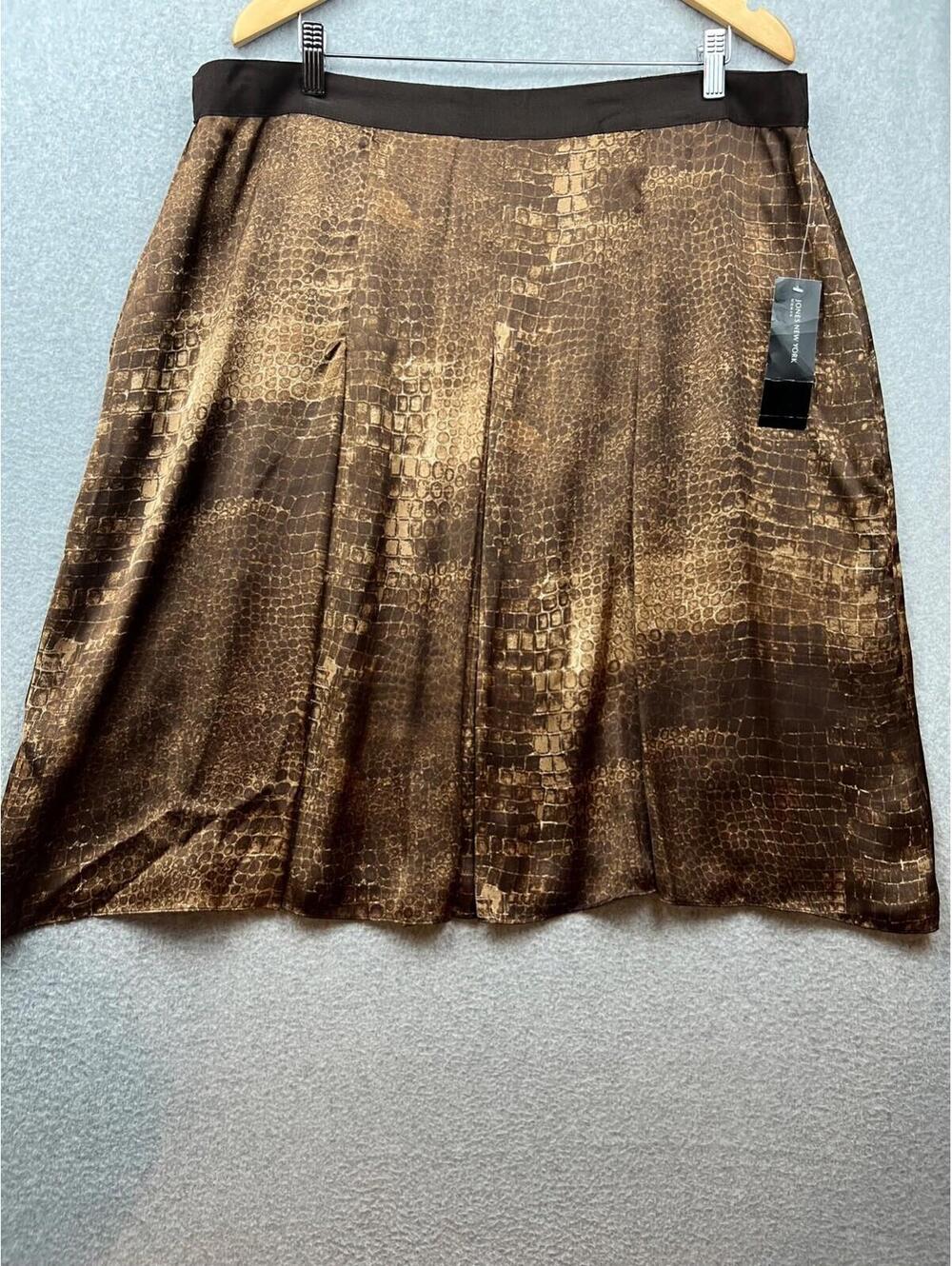 Jones New York Womens Pleated Satin Skirt Size 16 W Snakeskin Office Career New